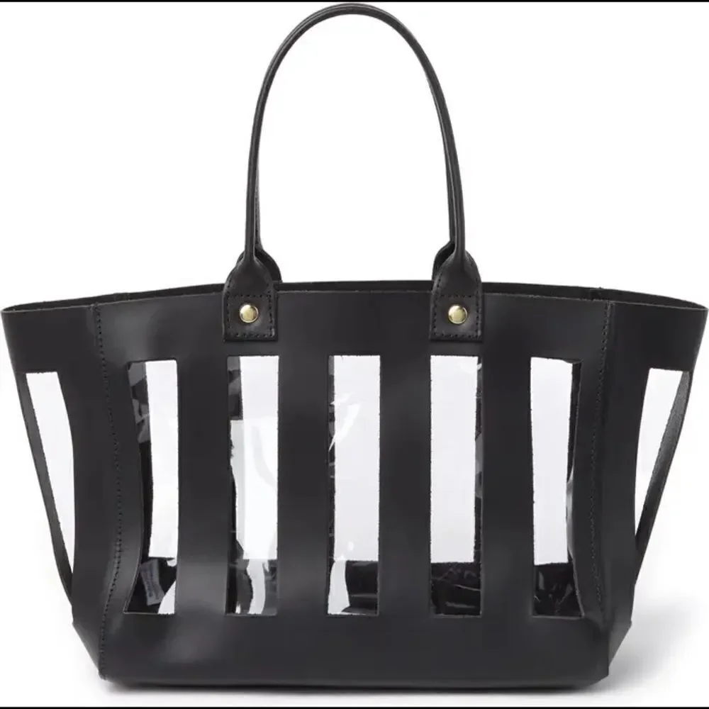 Clare V. Rafael Black Leather Peek A Boo Tote Bag